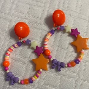 Star Barbie Tutti frutti neon loop 80s vintage dream house hoop earrings rose